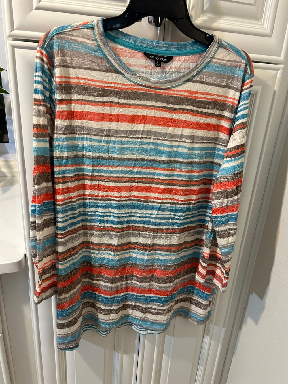 Prin London White Multi-Striped Long Sleeve Tee